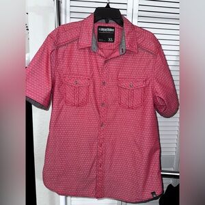Machine Men's Casual Red Button Down Shirt